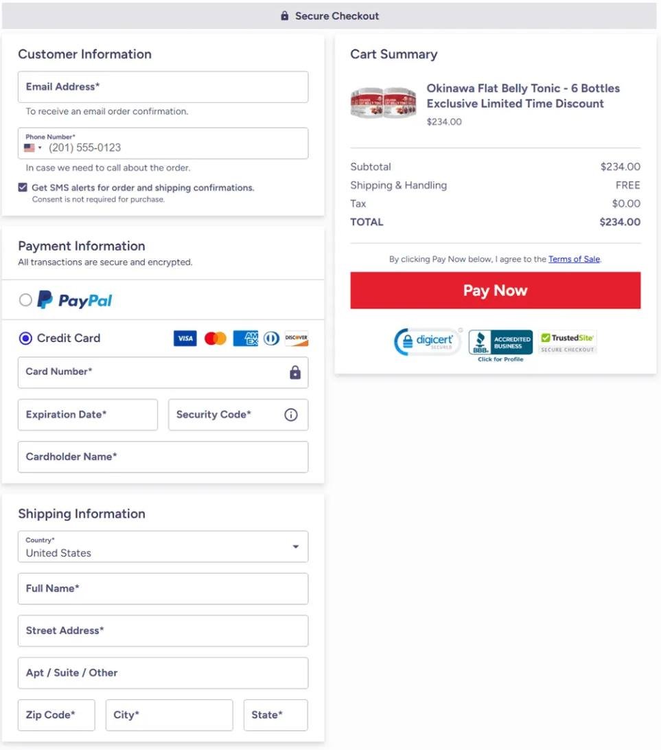 Cardio Shield dietary supplement order checkout with secure payment